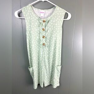 Little Lass - Light Green Floral Girls Romper - 12